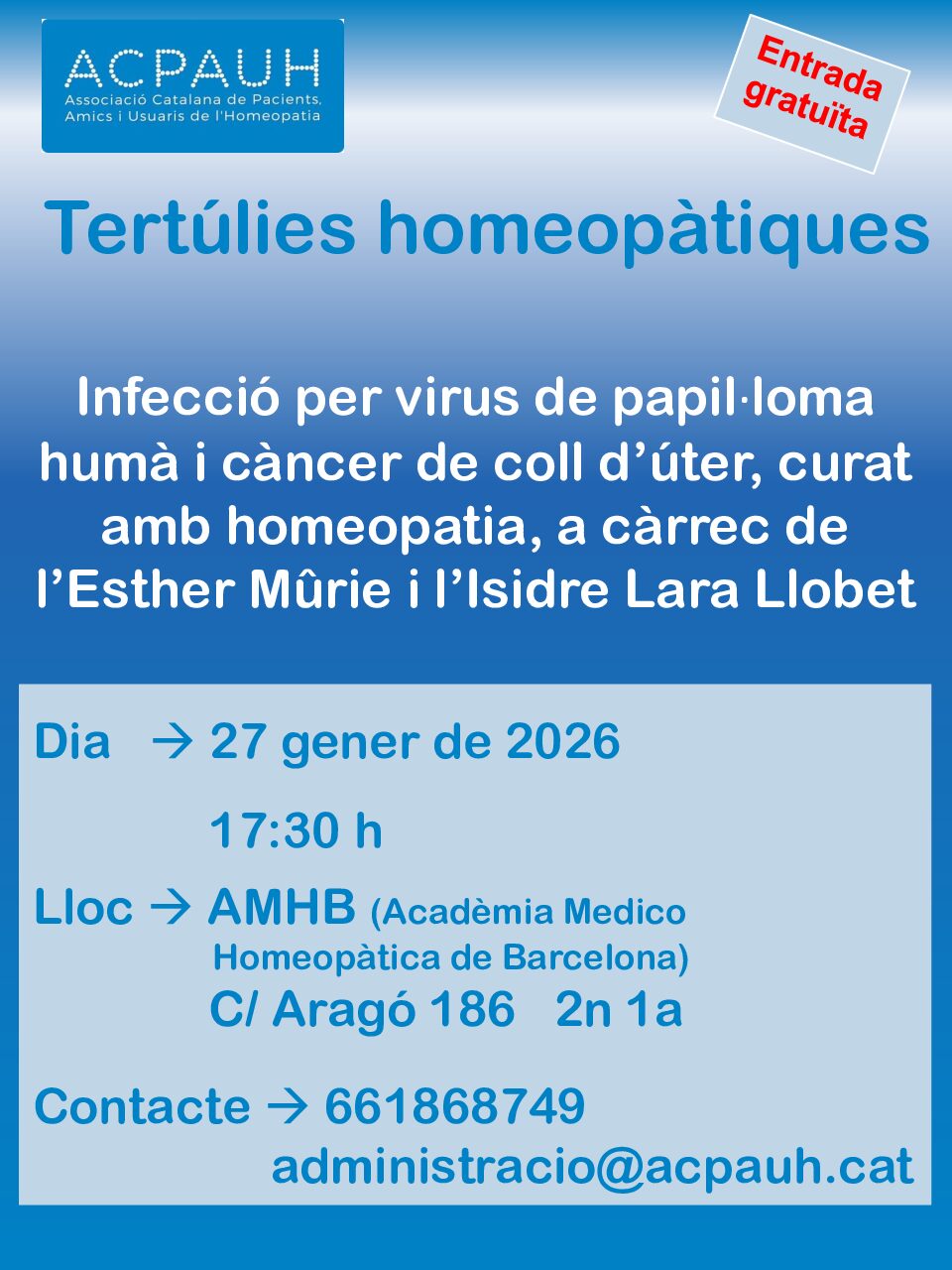 Tertúlies homeopàtiques ACPAUH